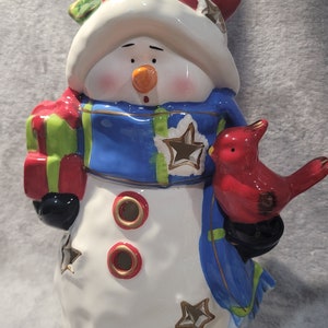 Snowman Tea Light Or Votive Candle Holder with Caroling