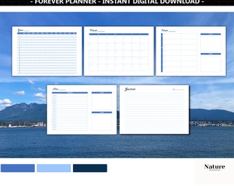 OCEAN / Planner Bundle / Nature Design / Año / Mes / Semana / Día / Diario / Minimal / PDF Digital Printable / Descarga instantánea