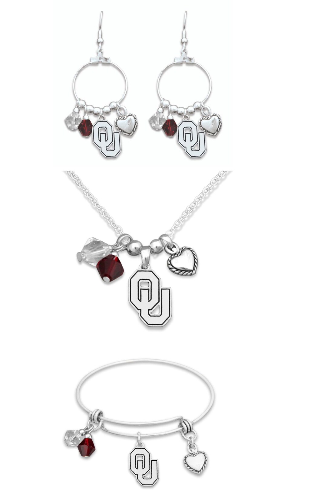 Oklahoma Sooners Sculpted Enamel Checkered Hinge Bangle