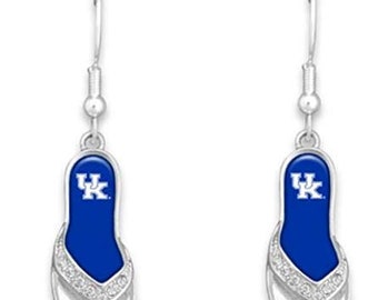 Kentucky Wildcats 1.25 Inch Licensed Silver Toned Flip Flop Earrings