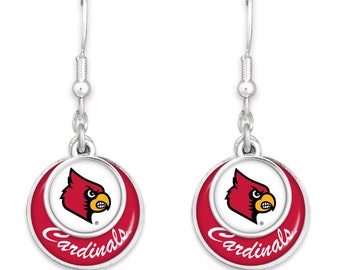 FTH 55427 Louisville Cardinals Double Disk Earrings