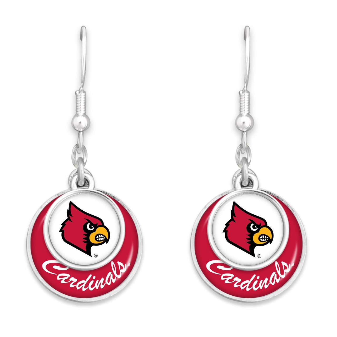  FTH 55427 Louisville Cardinals Double Disk Earrings