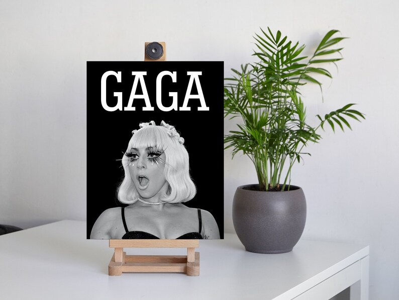Gaga Noir Professional Museum Wall Print Music Lover Gifts, Lady Gaga