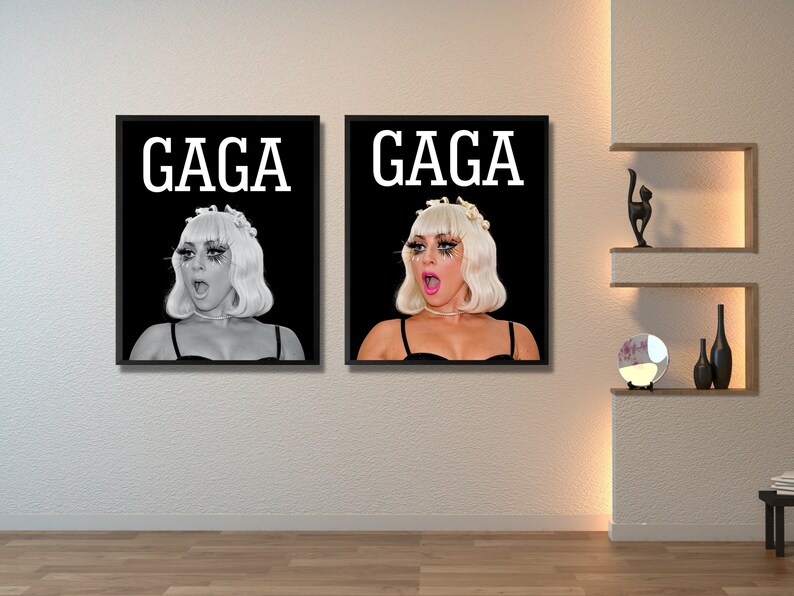 Gaga Noir Professional Museum Wall Print Music Lover Gifts, Lady Gaga