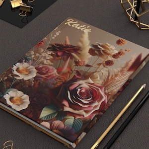 Wildflower Hardcover Personalized Journal, Customized Notebook for Women,Gift For Mom,Friend,Teacher,Personalized Gift