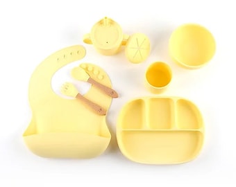 Nummi and Sunny Silicone Baby Feeding Set, Baby Food Set, Suction Bowl and Snack Cup, Water Cup, Silicone Spoon and Fork