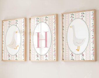 Silly Goose Nursery Art Print Set: Coquette Cottagecore Decor (Digital Download)