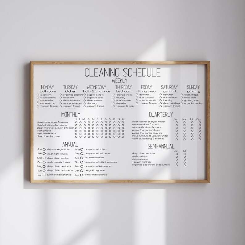 Editable Cleaning Checklist, Full Year House Cleaning Schedule, Daily ...