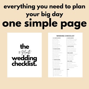 Wedding Checklist Printable, Minimalist Wedding Planner, Wedding Digital Download, Wedding ...