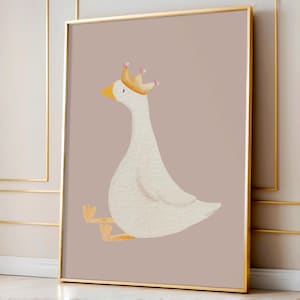 Silly Goose Nursery Print: Cottagecore Animal Poster (Digital Download))