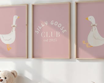Silly Goose Print Set: Coquette Nursery Cottagecore Decor (Digital Download)