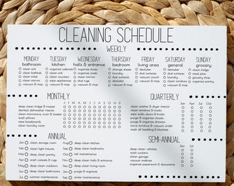 Editable Cleaning Checklist, Full Year House Cleaning Schedule, Daily, Monthly, Yearly Printable Template