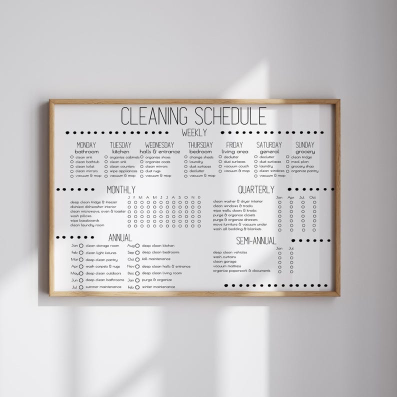 Editable Cleaning Checklist, Full Year House Cleaning Schedule, Daily ...