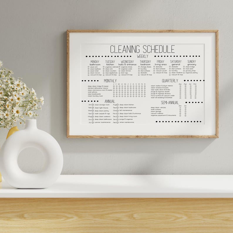 Editable Cleaning Checklist, Full Year House Cleaning Schedule, Daily ...