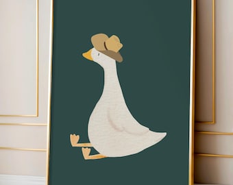 Cowboy Goose Nursery Art: Farm Animal Poster (Digital Download)