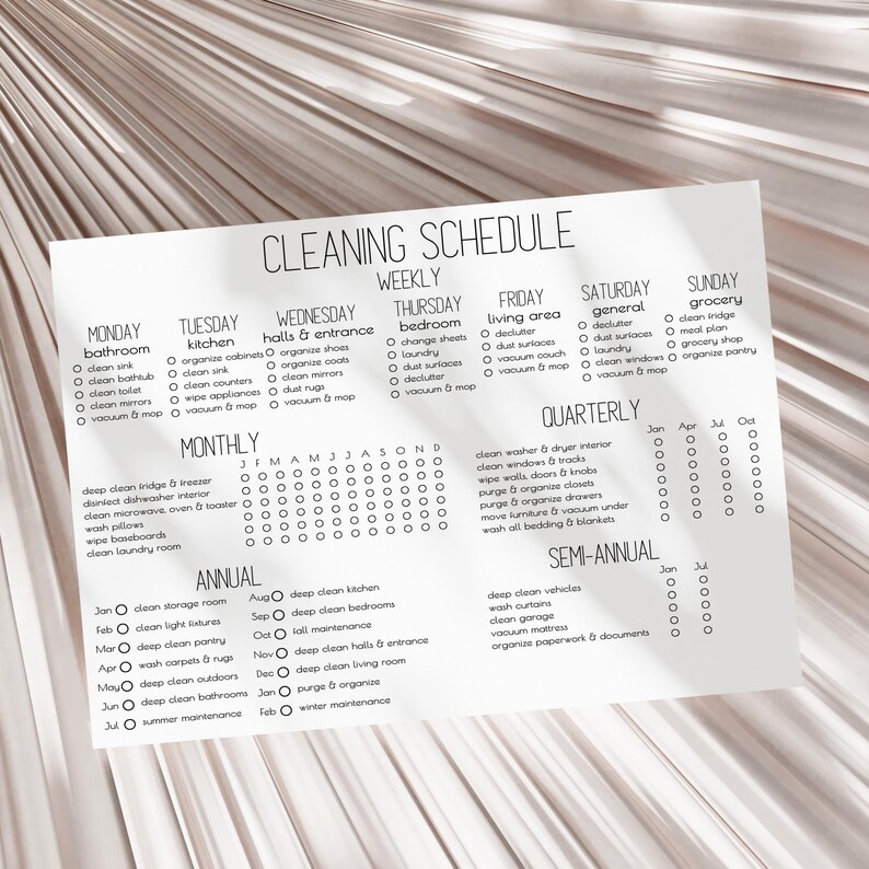 Editable Cleaning Checklist, Full Year House Cleaning Schedule, Daily ...