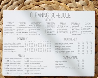 Editable Cleaning Checklist, Full Year House Cleaning Schedule, Daily, Monthly, Yearly Printable Template