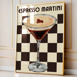 Martini Print Cocktail Retro Poster Alcohol Poster Bar Cart Prints Minimalist Wall Art Trendy Printable Gallery Wall Digital Download