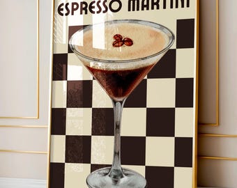 Espresso Martini Retro Cocktail Print: Trendy Bar Cart Art (Digital Download)