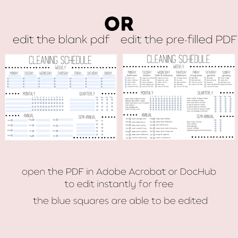 Editable Cleaning Checklist, Full Year House Cleaning Schedule, Daily ...