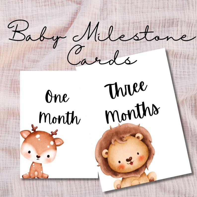 Baby Monthly Milestone Printable Cards Instant Digital Download Baby ...