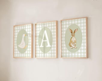 Goose & Bunny Nursery Art: Personalized Farm Animal Prints (Digital Download