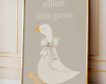 Goose Nursery Art: Beige Farm Animal Print (Digital Download)