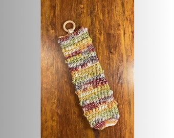 Crocheted Plastic Grocery Bag Holder, Boho Kitchen Decor