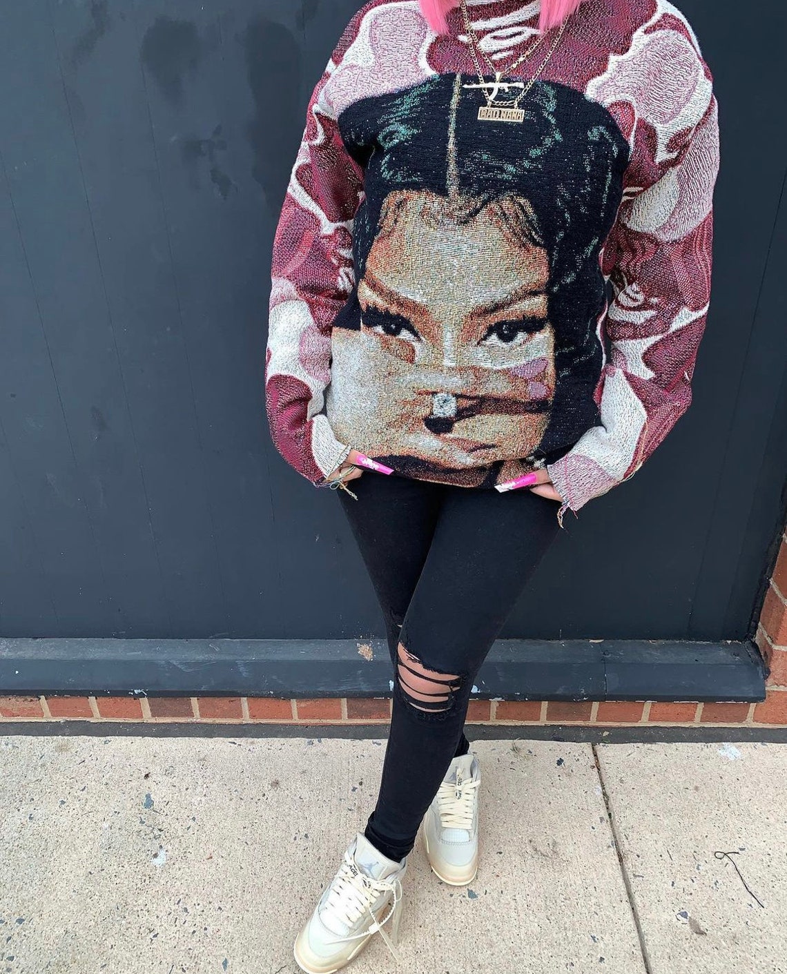 Pink Nicki Tapestry Sweater Minaj Etsy