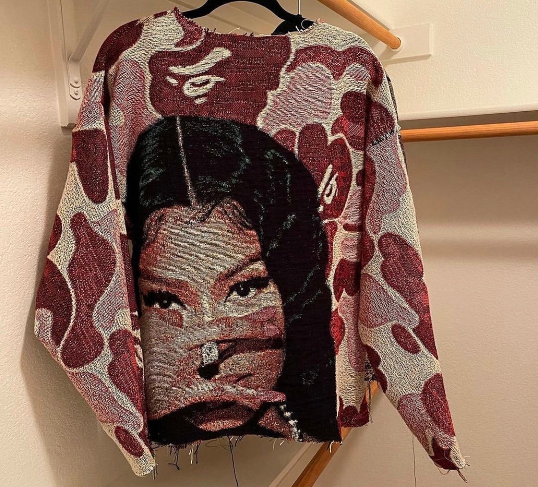 Pink Nicki Tapestry Sweater Minaj W/ Hood Etsy