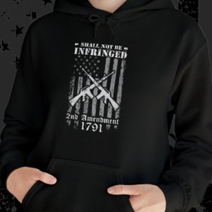 2ND AMENDMENT FLAG Unisex Hoodie Shall Not Be Infringed 2A Rights Charity Support for Firearms Policy Coalition Constitution Sweatshirt