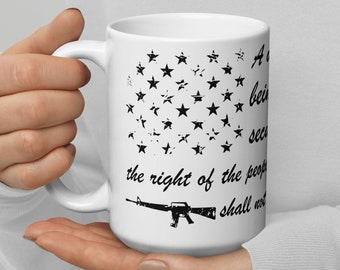 2nd Amendment Flag Charity Support for GOA White Glossy Mug