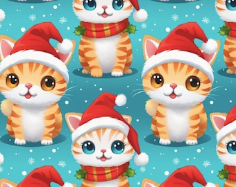 CHRISTMAS CAT WRAPPING Paper Holiday Kitten Wrap Roll Cute Feline Wrapping Paper Rolls Kitty Lovers