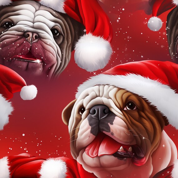 BULLDOG CHRISTMAS WRAPPING Paper Roll Holiday English Doggy Gift