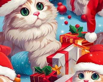 Papel de regalo navideño con forma de gato, rollo de papel de regalo navideño con forma de gatito, rollos de papel de regalo con forma de felino, para amantes de los gatitos.