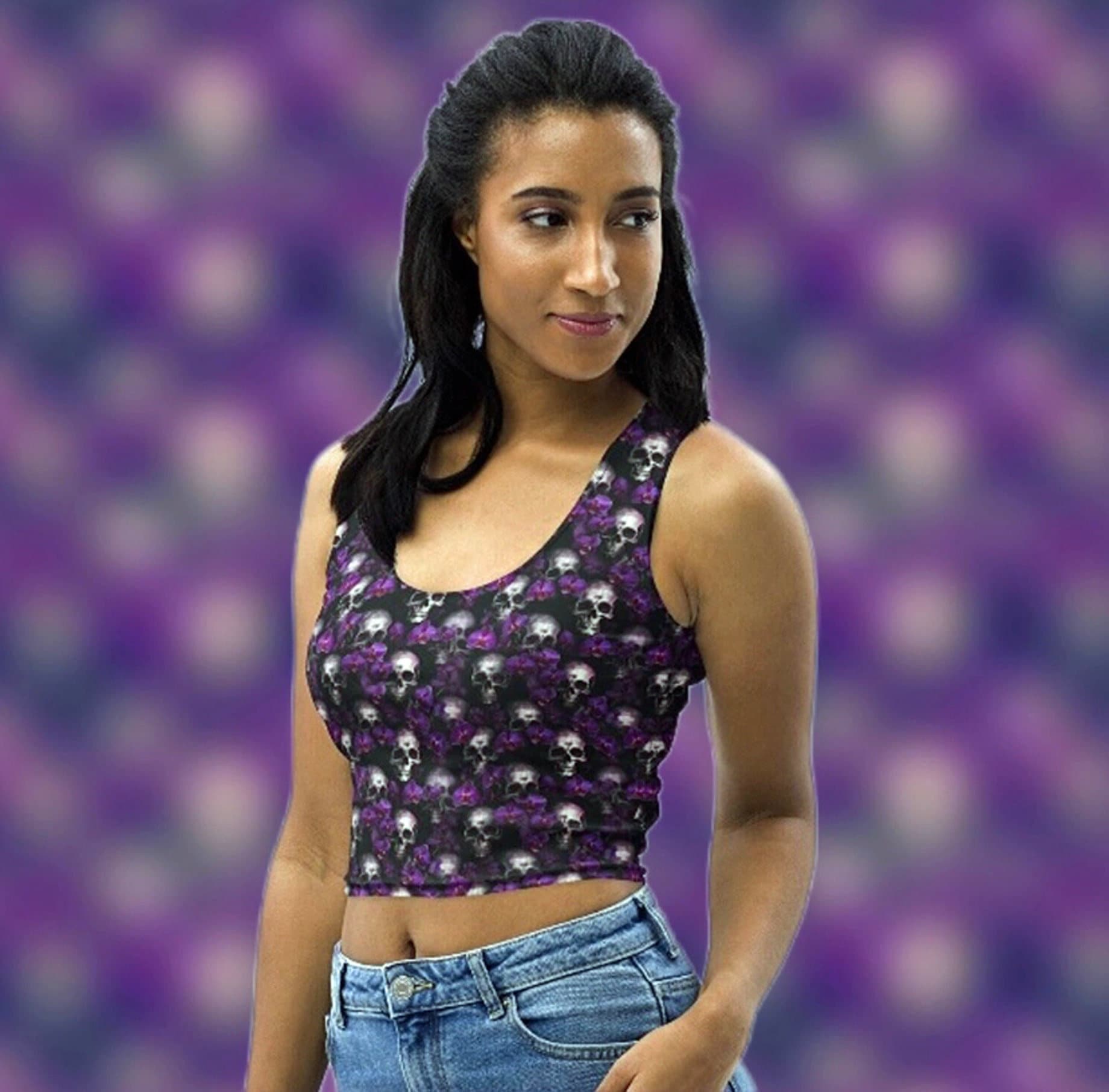 Skull Print Crop Top - Etsy