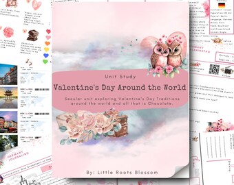 Valentine's Around the World Homeschooling Unit Study | Printables PDF Download | Chocolate Unit Study | Country Unit
