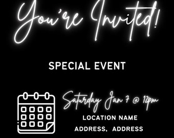 Modern Black and White Party Invitation; Special Event Invitation
