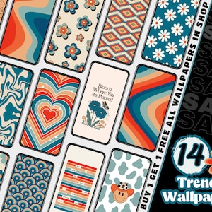 iPhone Wallpaper, Aesthetic Trendy Retro Phone Wallpaper, Boho Wallpaper, Hippie, Indie, iOS Wallpaper and Home Screen, Digital Download