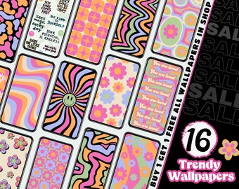iPhone Wallpaper, Trendy Wallpaper, Retro Background, Boho Wallpaper, iOS Wallpaper, iOS Home Screen, Digital Download