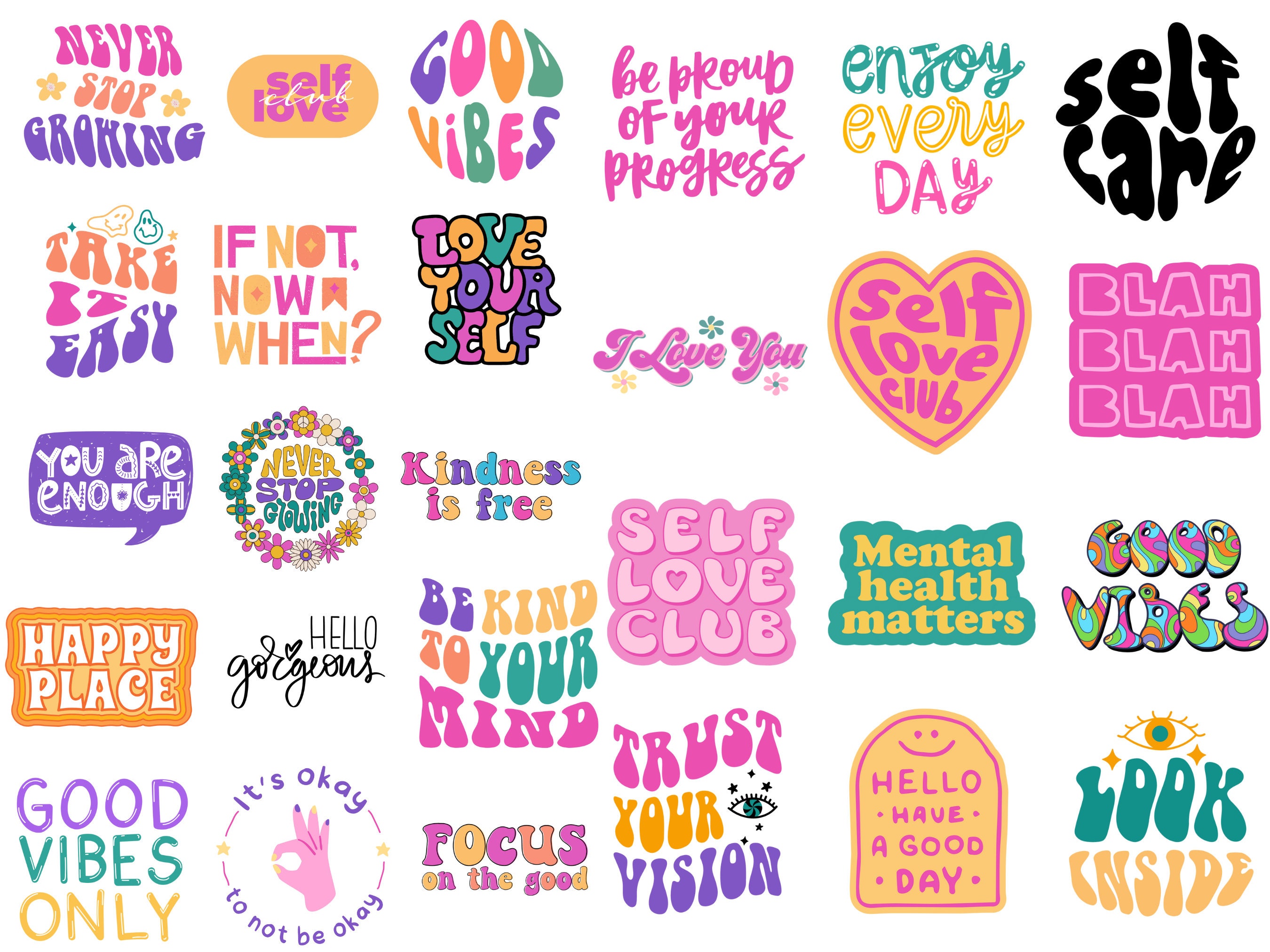 Retro SVG Bundle SVG Sayings Mental Health Svg Groovy SVG - Etsy UK