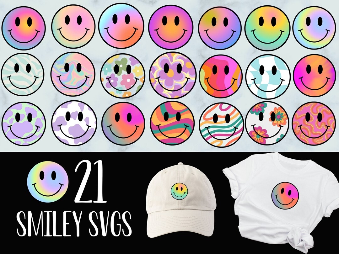 Smiley Face SVG Clipart Retro SVG Groovy SVG Trendy Clipart - Etsy ...