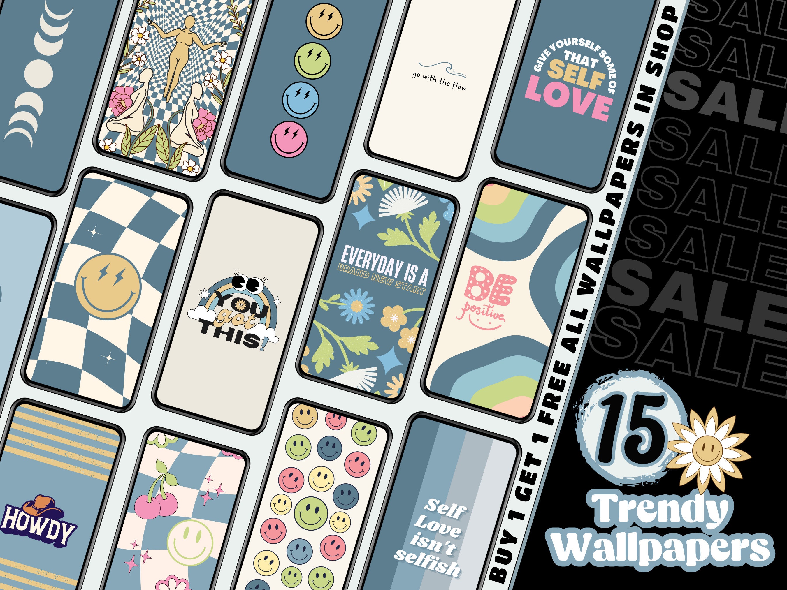 iPhone Wallpaper, Aesthetic Trendy Retro Phone Wallpaper, Boho Wallpaper, iOS Wallpaper and Home Screen, Digital Download