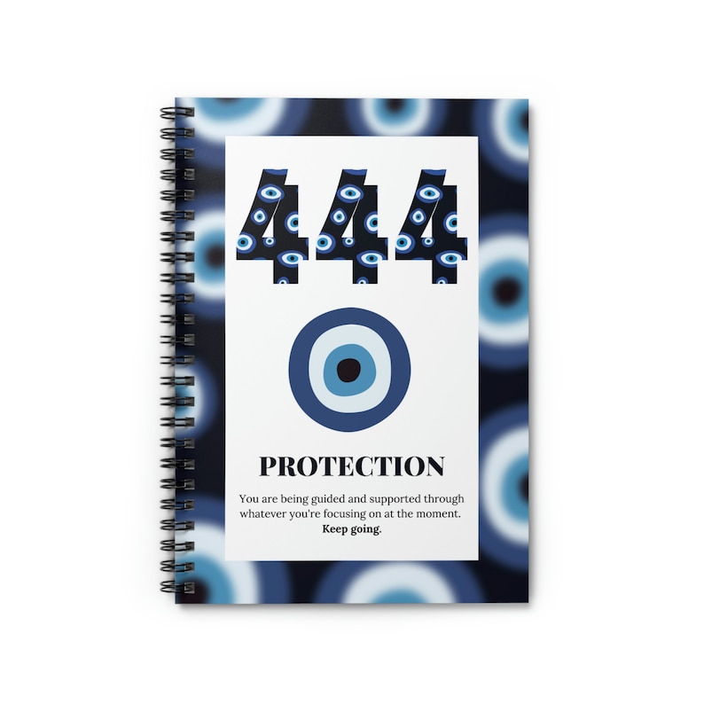 Angel Number Spiral Notebook, Aesthetic Notebook Journal, Evil Eye Spiritual Spiral Notebook Journal, Soft Cover - Ruled Line image 1