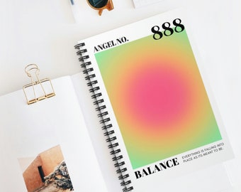 Trendy Aesthetic Angel Numbers Aura Spiritual 888 Spiral Notebook - Ruled Line
