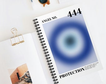 Trendy Aesthetic Angel Numbers Aura Spiritual 444 Spiral Notebook Journal - Ruled Line