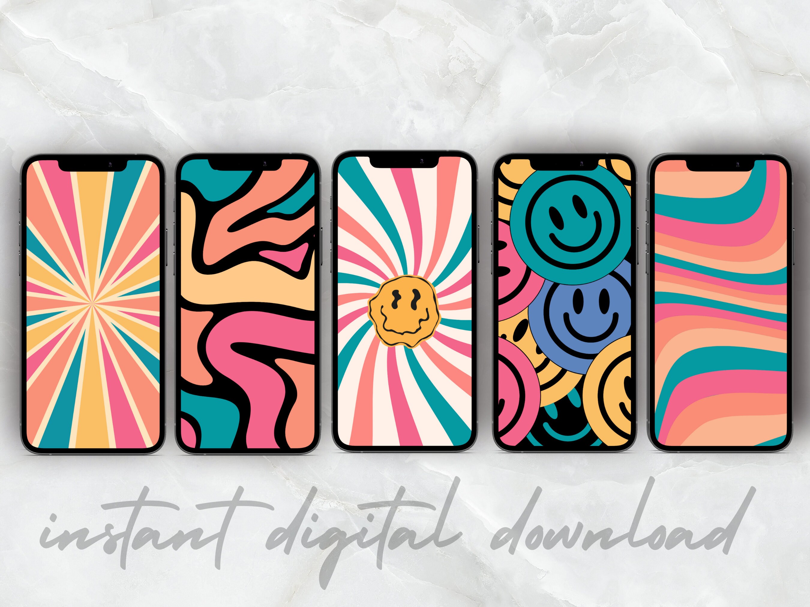 IPhone Wallpaper, Aesthetic Trendy Retro Phone Wallpaper, Boho