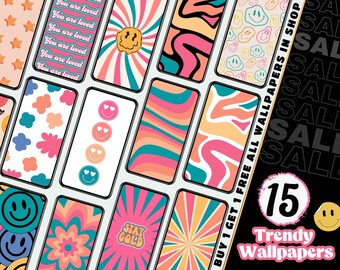 iPhone Wallpaper, Aesthetic Trendy Retro Phone Wallpaper, Boho Wallpaper, iOS Wallpaper and Home Screen, Digital Download