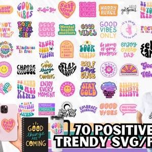 Retro SVG Bundle, SVG Sprüche, Mental Gesundheit SVG, Groovy SVG Png, SVG Shirt, Trendy SVG, Inspirational SVG Clipart Cricut, Boho svg