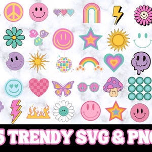 Happy Face SVG, Retro SVG, Groovy SVG, Daisy Flower Svg, Trendy Clipart Cricut Silhouette png, Hippie Boho svg, Retro Shirt